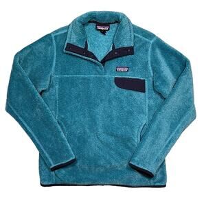 Patagonia Re-Tool Snap-T Deep Teal Fleece Pullover Quarter Button Women Medium